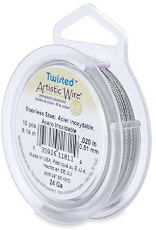 Artistic Wire, 24 Gauge / .51 mm Stainless Steel Craft Wire, Round Twist, 10 yd / 9.14 m