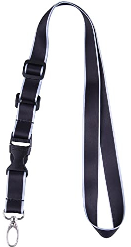 wisdompro Office Lanyard Adjustable Length, Heavy Duty Neck Strap with Detachable Buckle and Oval Clasp for Keys, Name Tag, ID Card Badge Holder - Black(Blue edge)