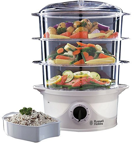Russell Hobbs 3 Tier 9 L Capacity 800 W Food Steamer 21141 - White (Black)