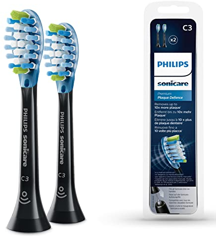 Philips Sonicare Original C3 Premium Plaque Defence Standard Schallzahnbürstenköpfe - 2er-Pack in Schwarz (Modell HX9042/33)