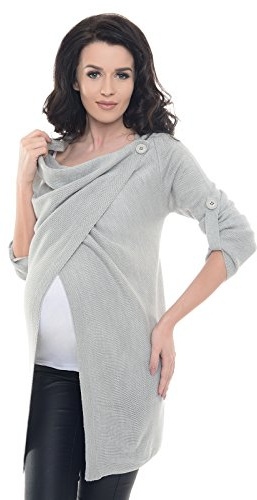 Purpless Maternity Pregnancy and Nursing Breastfeeding Cardigan Jumper Knitted Jacket 9001/5 (12/14, Light Gray)