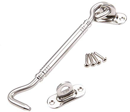 BJ-Shop Gancio e Occhio,Finestra Gancio Porte a Battente Staffa in Acciaio Inox per Porte da Garage Hangar