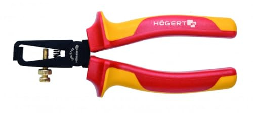 HÖGERT TECHNIK Abisolierzange 1000 V, 160 mm, VDE-zertifiziert, Cr-V-Stahl, 55-60 HRC, ideal für Arbeiten unter Spannung, robuste Konstruktion für Langlebigkeit und Präzision bei jedem Einsatz