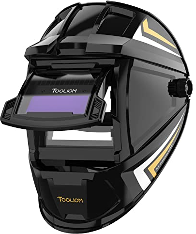 TOOLIOM Hochklappbarer Schweißhelm 92,5 x 42,5 mm Automatisch verdunkelnde Clamshell-Schweißmaske True Color Lift Front Schweißhaube