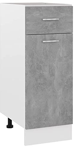 vidaXL Schubunterschrank mit 2 Regalböden 1 Schublade Schrank Küchenzeile Küchenmöbel Unterschrank Küchenschrank Betongrau 30x46x81,5cm Holzwerkstoff