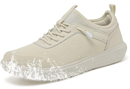 TIAROOTT Damen Sneaker Slip On Walkingschuhe Leichte Laufschuhe Spritzwassergeschützt Outdoor Turnschuhe Gym Bequem Atmungsaktiv Freizeitschuhe Fitness Sporthalle Nurse Schuhe, Beige, Gr.39