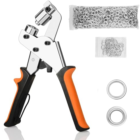 Senmai Tools Ösenzangenset mit Ösen (300 pcs 10 mm Durchmesser), magnetische Ösenpresse für PVC-Banner, Planen, Kartonagen. Professionelle Ösenpressen, Ösenzangen, Ösen aus Metall.