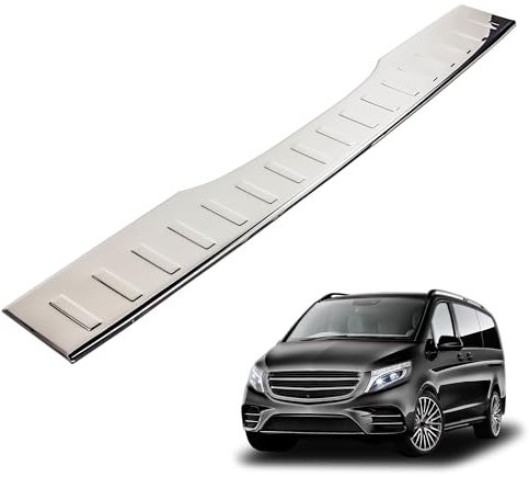 CHROMEMASTER | Compatible avec Mercedes Vito, V-Classe W447 2014+ | Protection de seuil de chargement | Acier inoxydable poli/chrome | La barre de protection de peinture protège le pare-chocs arrière