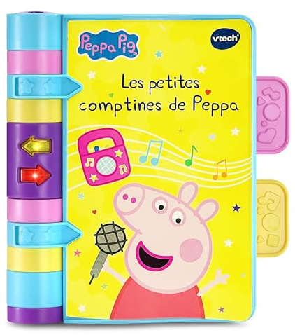 VTech - Peppa Pig, Les Petites Comptines de Peppa, Livre Musical Bébé, 3 Comptines Traditionnelles pour Danser et Chanter, 6 Pages Illustrées, Cadeau Bébé Dès 6 Mois - Contenu en Français