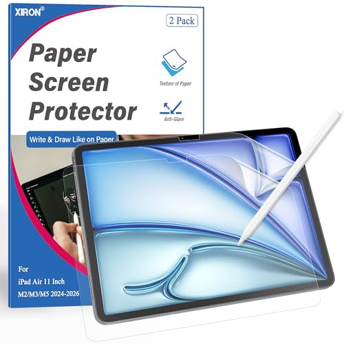 XIRON [2 Unités] Papier Protection Écran pour iPad Air 11 Pouces M2/M3/M4 (2024/2025/2026), Film Mat PET Effet, Sensation Papier Écriture & Dessin, Anti-Reflet, Anti-Empreintes, Installation Facile