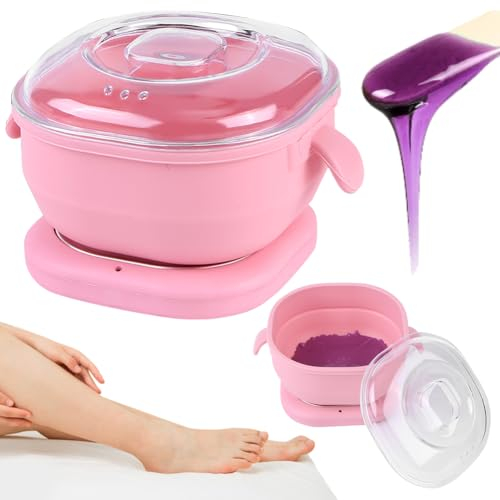 Cymwer Waxing Wachswärmer set, Tragbarer Silikon-Wachswärmer, 400 ml, faltbarer Wachswärmer, Haarentfernung, Wachsmaschine, SPA, Körperhaarentferner, Paraffintopf für Reisen