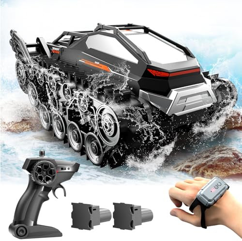 Mostop Ferngesteuerter Panzer, amphibisches ferngesteuertes Panzerspielzeug, Off Road All Terrain RC Crawler, Hochgeschwindigkeits-RC-Panzer, Proportionaler Gashebel Crawler RC Truck, Crawler RC Panze