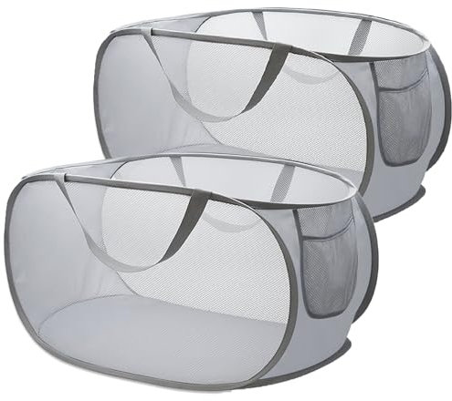 2 Pezzi Cesto Portabiancheria Pieghevole,Cesto Biancheria Sporca Salvaspazio,75L Cesta Porta Biancheria Pieghevole per Bagno,Viaggio,Camera dei Bambini (Grigio + Grigio)