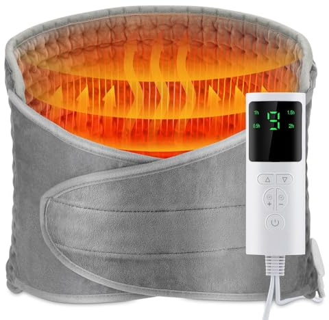 Chauffe-reins - Avec fermeture - Pour homme et femme - Avec câble de 2 m de long - 9 niveaux de chauffage - Chauffe-dos électrique pour soulager les maux de dos