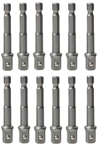 INCAUCA 12 Stück 1/4 Zoll Stecknuss-Adapter, Bohrer-Adapter, Sechskant auf Vierkant 1/4-Zoll-Antriebsadapter, Schlagschrauber-Stecknuss-Adapter, 1/4-Zoll-Vierkant-Steckschlüssel-Adapter-Bits für