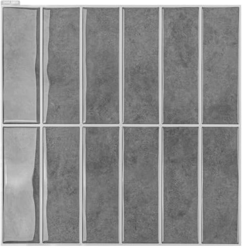 Art3d Lot de 10 feuilles de carreaux de métro autocollants pour cuisine, salle de bain, salon - Rectangulaire - Gris - 30 x 30 cm