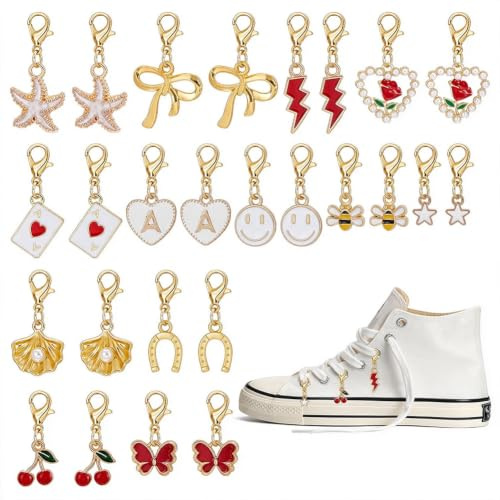 UNICRAFTALE 26 Pièces 13 Styles Breloques Pour Chaussures Et Bottes | Métal Motifs Cœur Papillon 30Pcs Anneaux Décoration De Lacets Pour Femmes Baskets Bottes