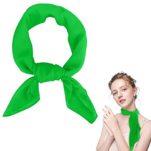 Pañuelo de seda cuadrado para mujer, ligero, color rojo y negro, pañuelo para el cuello para mujer, pañuelo rojo, pañuelo de seda, regalo para mujeres, verde, 27 x 27 inch