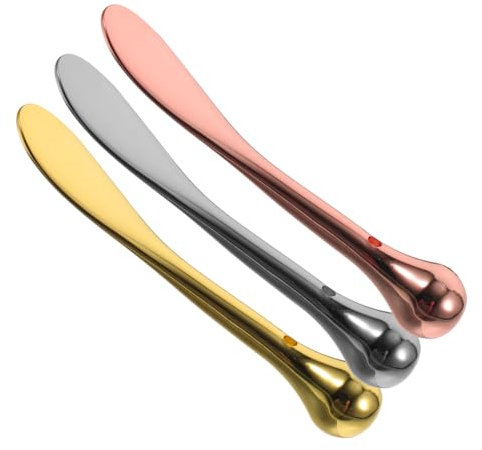 VALICLUD 3 Pezzi Cucchiaio crema per gli occhi degli occhi crema idratante cucchiaio di crema per gli occhi mini per massaggio oculare cucchiaio per il trucco Lega di zinco