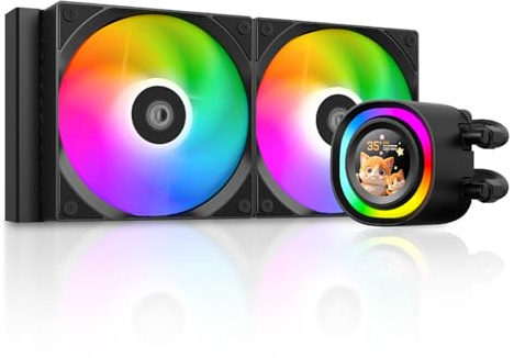 ID-COOLING FX240 LCD – Premium 240mm AIO Liquid CPU Cooler with 1.48″ Full-Color LCD Display, 300W TDP, Intel LGA1851/1700 & AMD AM5/AM4 Support