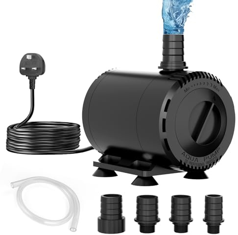 SMOOL Bomba de Agua Sumergible 3000L/H 55W Ultra Silenciosa para Estanque, Cable 3m, 4 Ventosas y 3 Boquillas (19/22/25mm) para Acuario, Fuente de Jardín (55, Vatios)