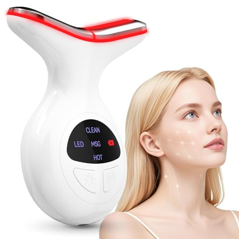 Red Light Therapy for Face, Multifunctional Face Massager with Micro-Current, LED Light Therapy & Vibration, at-Home Skin Care Face Sculpting Tool for Wrinkles, Micro-Current Facial Beauty Device