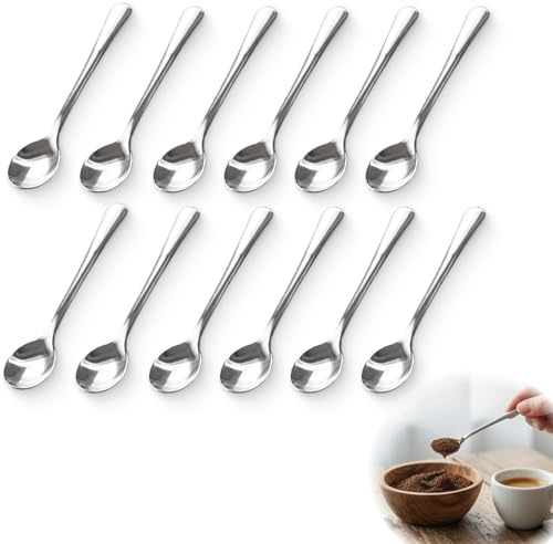 12PCS Cucharilla Espresso Acero Inoxidable 7,5 cm Cucharas Pequeñas para Café, Té, Postres y Azúcar Mini Cucharas para Cocina, Oficina y Uso Diario