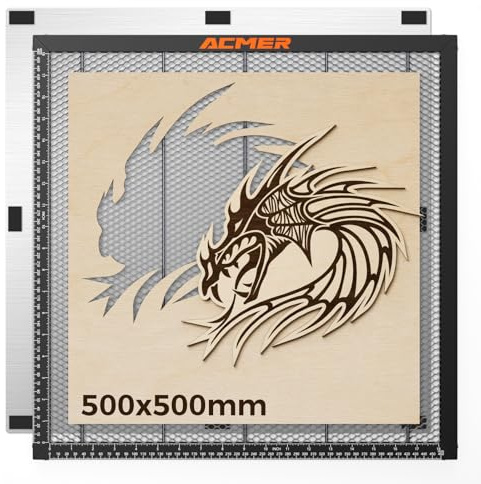 Acmer Lit Laser Nid D’Abeille, Longue Table en Nid d'abeille pour Machine De Gravure Laser,Accessoires De Machine De Graveur 500 * 500 * 22mm, Table De Travail Nid D’Abeille avec Panneau en Aluminium