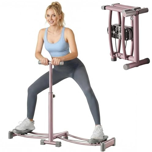 Simulateur de Ski Entraîneur Cuisses avec Accoudoirs Réglables en Hauteur | Appareil de Renforcement du Plancher Pelvien Femme équipement de Fitness Pliable pour Ventre Jambes Fessiers Gaine Cardio