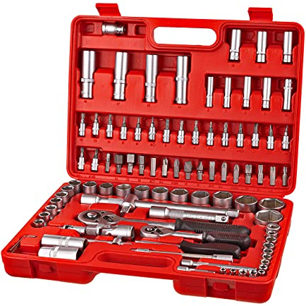 DEMA Steckschlüsselsatz 94 tlg. – Steckschlüssel Set, Knarrenkasten, Ratschenkasten, Werkzeugset, 1/2 Zoll – robust, präzise, ideal für KFZ, Werkstatt, Heimwerker