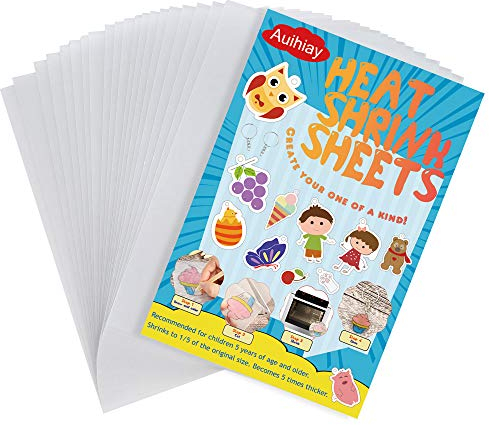 Auihiay 20 Blatt polierter Schrumpfkunststoff, Papier mit Schrumpffolie für Kinder Kreatives Basteln, 14,5 x 20 cm / 5,7 x 7,9 Zoll