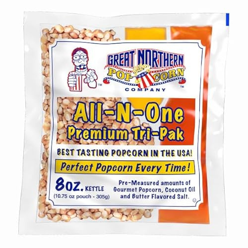 Great Northern Popcorn Company Lot de 3 pièces tout-en-un de haute qualité, cinéma 304,8 g pour popper commercial de 226,8 g, 12 pièces par boîte