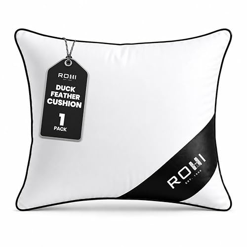 Rohi Pack Of 1 Hypoallergenic Duck Feather Cushion Insert 45cm x 45cm (18x 18) - Double Stitched Seams - Bed & Sofa Cushion with Duck Feather & Down Filling (pack of 1,18 x 18 | 45cm x 45cm)