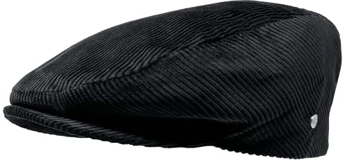 WEROR Herren Flatcap Schirmmütze Schiebermütze Mütze Cap Cord WEROR-396.1 (62, Schwarz)