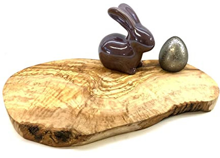 D.O.M. Tabla de desayuno, tabla rústica de madera de olivo, 30-34 cm, con agujero para el desayuno, grabado posible (con grabado hasta 12 letras)