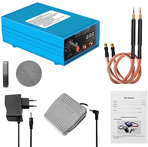 KKnoon 5000 W Tragbares Heimschweißgerät Batterie Nickelblech Punktschweißgerät digitales Röhrendisplay 10-Gang-Ausgangsleistung einstellbar c für 0,1 bis 0,15 mm Nickelblech mit Pedal