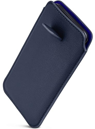 ONEFLOW Smalt infällbart fodral med återdragsfunktion, kompatibelt med Samsung Galaxy Ace, premiumfoder i mikrofiber + robust dragflik, mörkblå