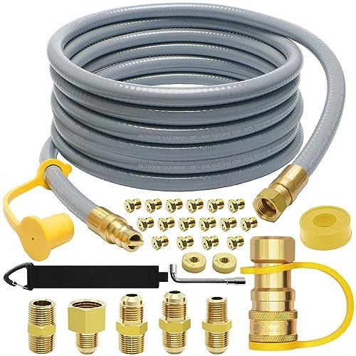 GardenNow 18FT 3/8 ID Natural Gas Hose, Low Pressure LPG Hose with Quick Connect, for Weber, Char-Broil, Pizza Oven, Patio Heater and More NG Appliance Propane to Natural Gas Conversion Kit