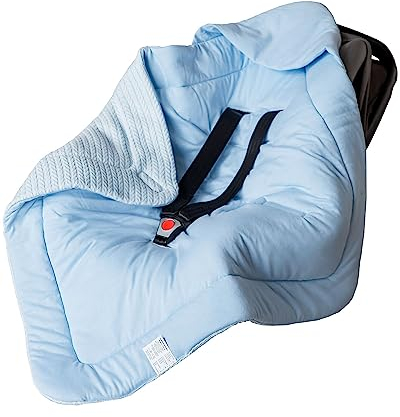 ORSON for® | Einschlagdecke babyschale, weiche für Neugeborenen |100% Bio-Baumwolle | Oeko-Tex | Winter | Babydecke für Kinderwagen, Kindersitz oder Babybett | Ganzjährig einsetzbar (Blau b)
