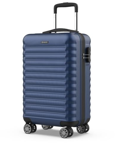 NUMADA - Maleta de Viaje Cabina 55x36x19cm (30L) Upfly XS con Cierre de Combinación y 4 Ruedas Dobles 360. Maleta de Mano Rígida Resistente, Ligera con Interior Compartimentado | Azul Marino