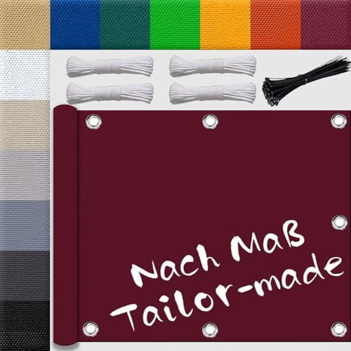 Ufamiluk sonnensegel wasserdicht 5x1.4m überdachung Balkon terrasse markisenstoff nach maß mit ösen balkonumrandung für Balkon terrasse Schwimmbad überdachung Weinrot