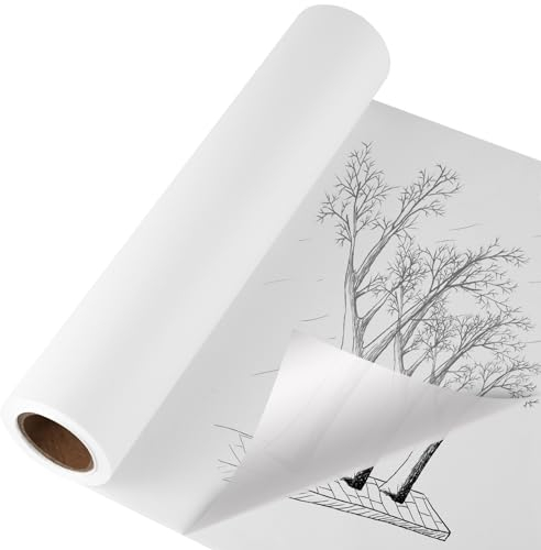30cm x 20m Transparentpapier Rolle, 26 g/m² Skizzenrolle Seidenpapier Schnittmusterpapier Pauspapier Rolle Architektenpapier Weiß für Zeichnen Skizzieren Verpacken
