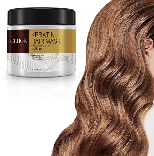 Keratin Haarmaske Mit Collagen Und Argan-Öl - Deep Repair Conditioning Für Geschädigtes Und Trockenes Haar (1 Stück)