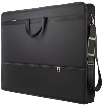 artcase max DIN A2 - Artist Portfolio case, hardcover Drawing Folder A2, Document Transport Bag, 70 x 49 x 8 cm, Storage Art case, Waterproof Polyester, Large Format, Hard-Cover, Black