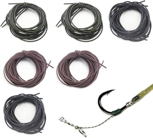 FYHJNC 6 tubos de silicona para pesca, tubos de goma, fundas de tubo suave para pesca de carpa