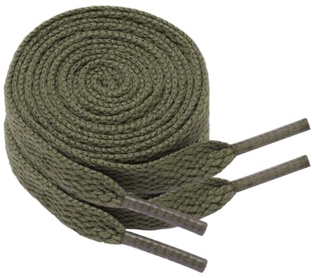 North Bund Lacets Chaussures Plats 2 Paires 8 mm - Lacets Chaussures Sneakers Couleurs Disponibles 60-180cm Vert armée 110cm