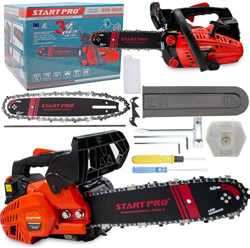 StartPro Benzin Kettensäge SCS-2520/1, EASY START, 2 PS, Schwertlänge 30.5 cm, Hubraum 25,4cm³, Kettengeschwindigkeit 11500 U/min, Automatische Kettenschmierung.