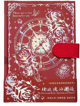 Rose Journal for Women,Vintage Journals for Writing, with Gorgeous Blank Paper, Floral Hardcover Notebook Secret Diaries, Aesthetic Butterfly Journal for Memories Sketch Men Women Girl Red