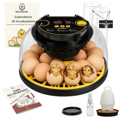 Egg Incubator for Hatching All Types of Eggs | EUROPEAN PLUG | 12–16 Eggs | Automatic Control of Temperature, Humidity & Turning | Includes Calendar, Feeder, Drinker, and Guide