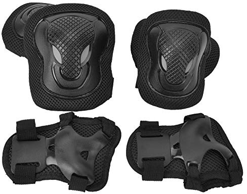 Chiyyak Adult Roller Skate Protection Gear Set with Thickened Knee & Elbow Pads, PE Shell & Thick Sponge for Skating Enthusiasts, Including High Density Fabric, Adjustable Straps (Black)